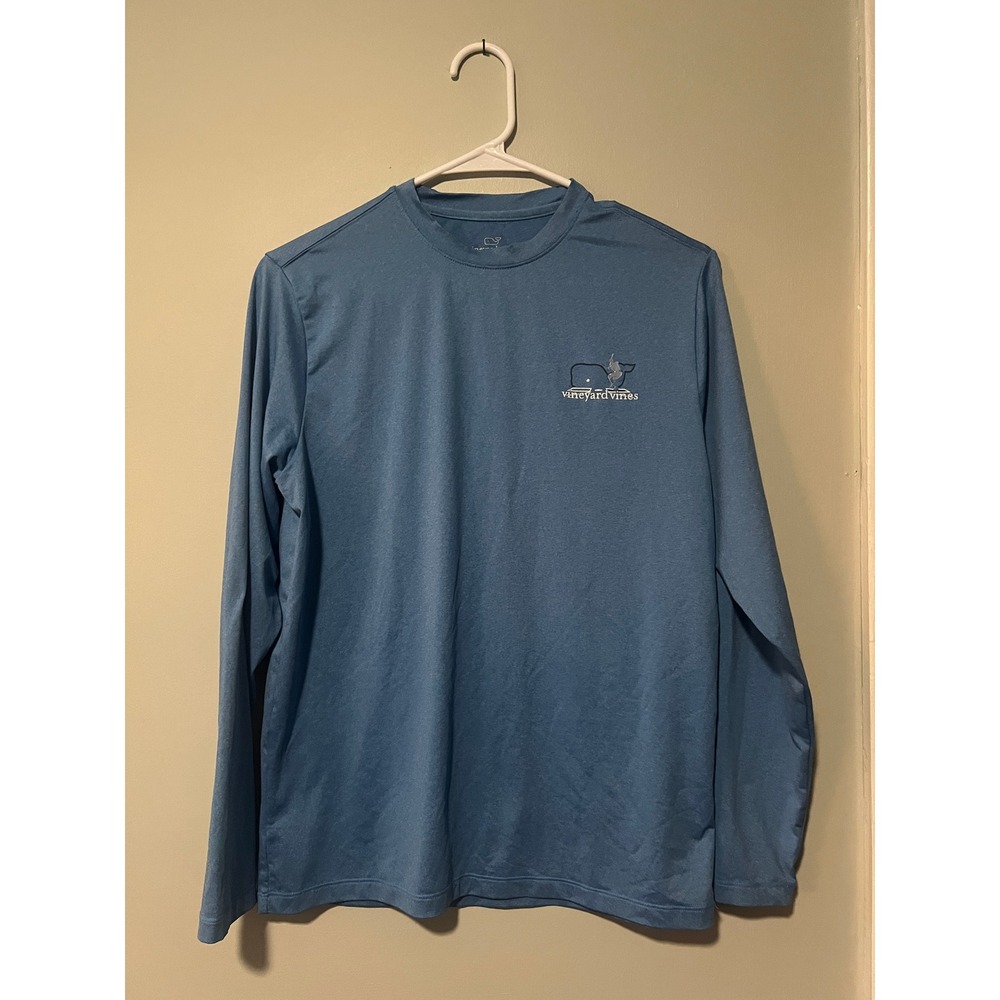 Vineyard Vines Long Sleeve Performance Top Blue Baseball Youth Size L (16)